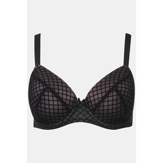 Ulla Popken  Reggiseno con quadri vellutati, ferretto, coppe morbide, mesh e coppa B-E 