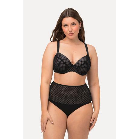 Ulla Popken  Reggiseno con quadri vellutati, ferretto, coppe morbide, mesh e coppa B-E 