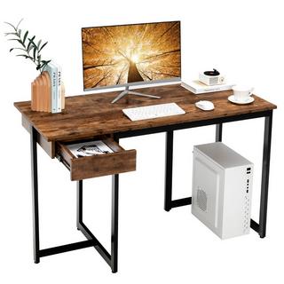 B2X Bureau d'ordinateur de 120 cm de long avec tiroir et coussinets réglables, bureau d'ordinateur marron rustique  