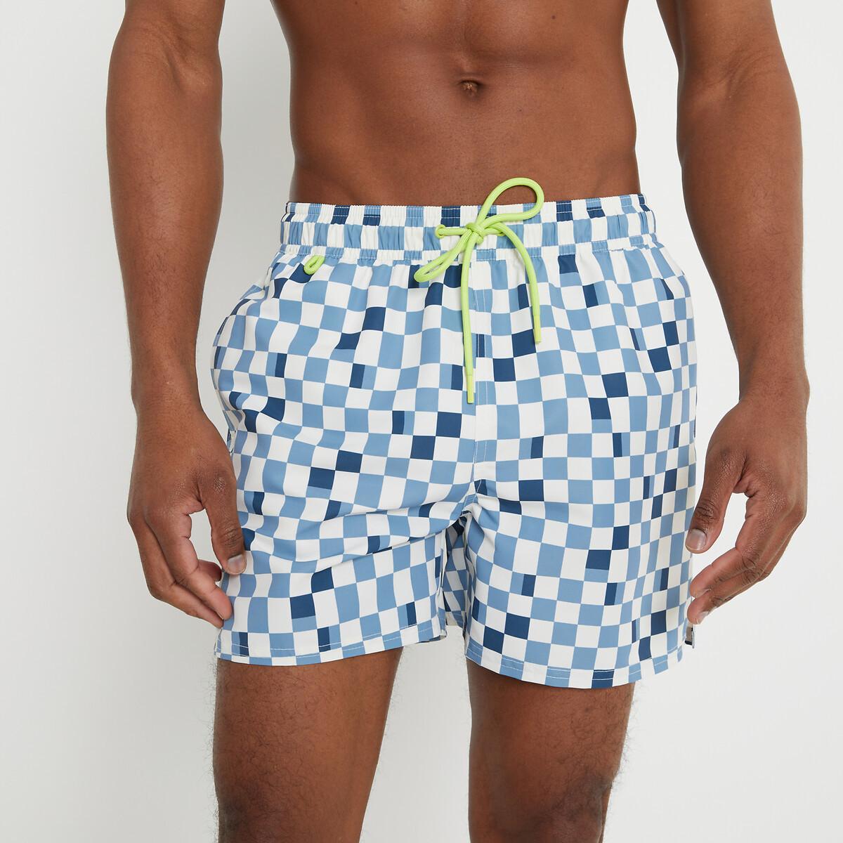 Image of Badebermudas Mit Schachbrettmuster Unisex Blau XL