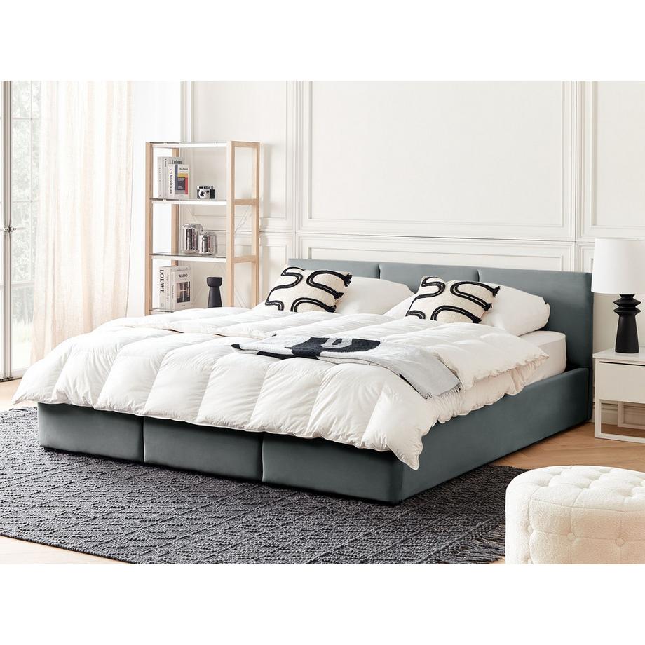 Beliani Bett mit Stauraum aus Samtstoff  BOUSSE  