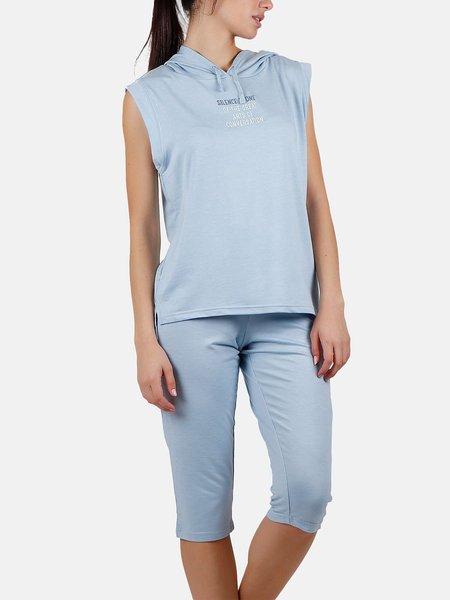 Image of Hausanzug Pyjama Leggings Kapuzen-top The Silence Unisex Blau L