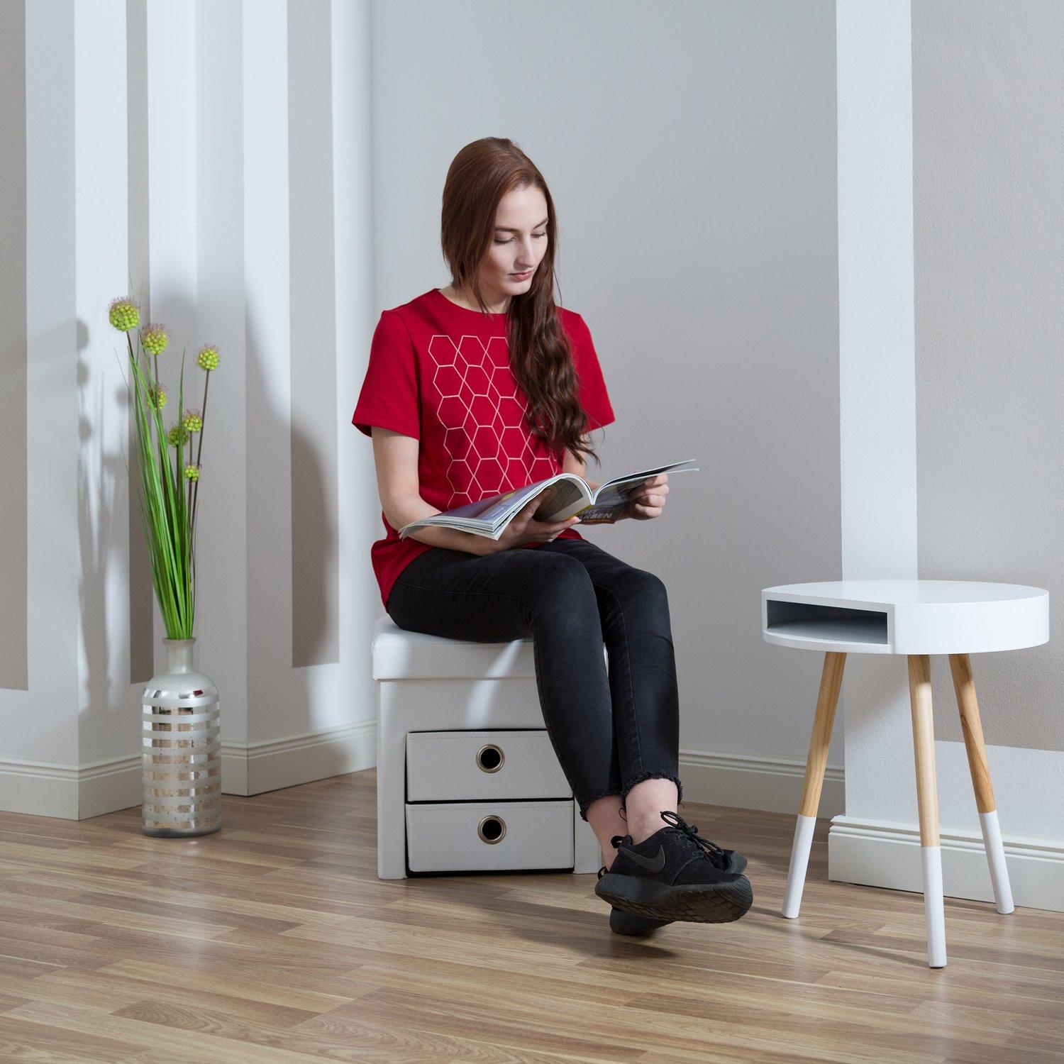 B2X Hocker aus Kunstleder mit 2 Fächern  