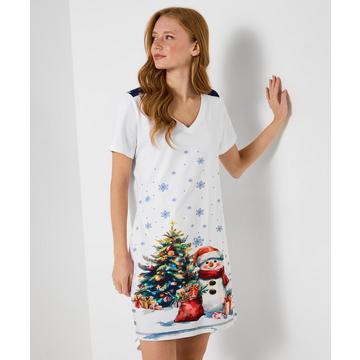 Festliches Jersey-Nachthemd mit Schneemann