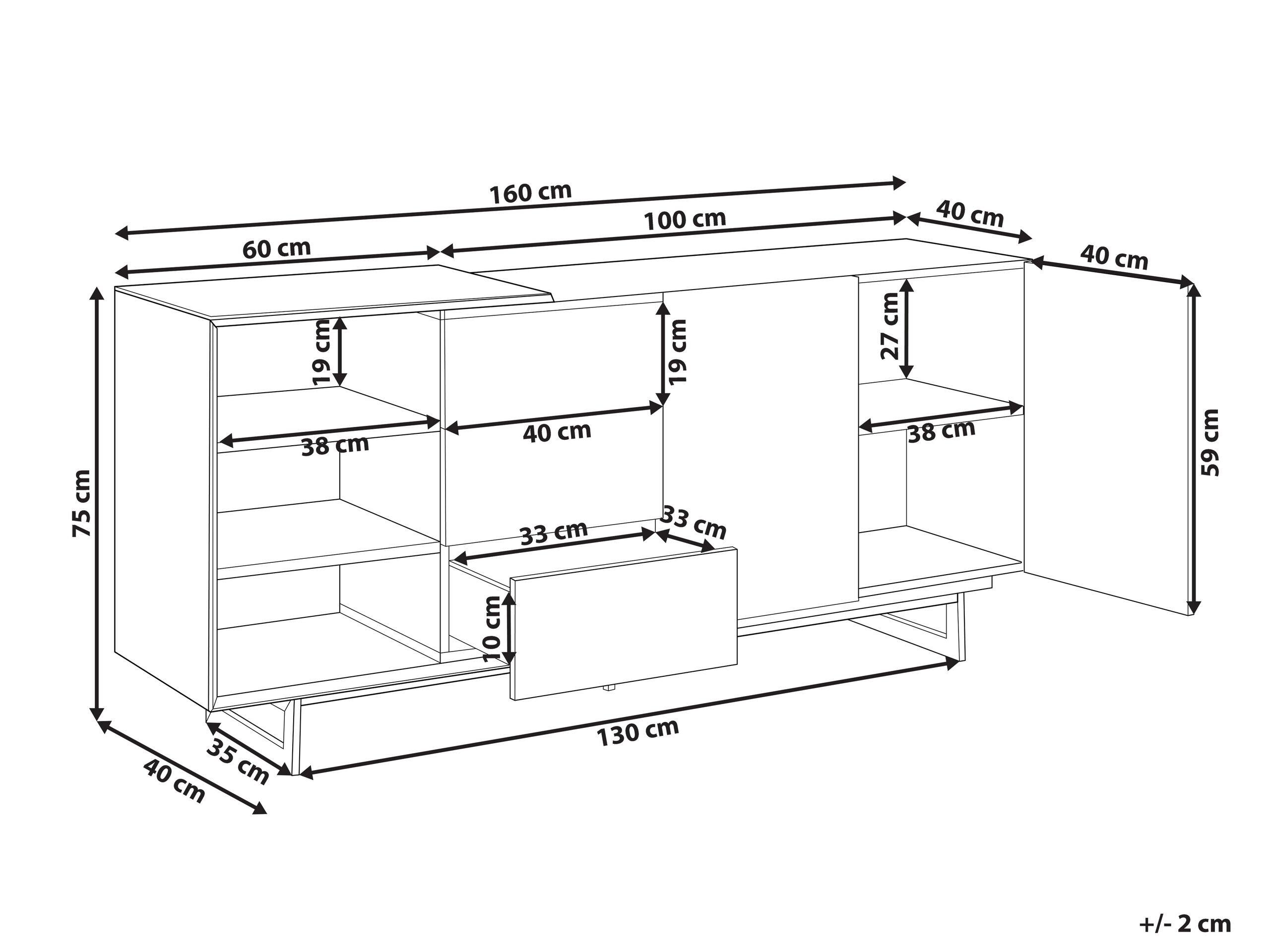 Beliani Credenza a 2 ante en Fibra a media densità (MDF) Rustico FIORA  