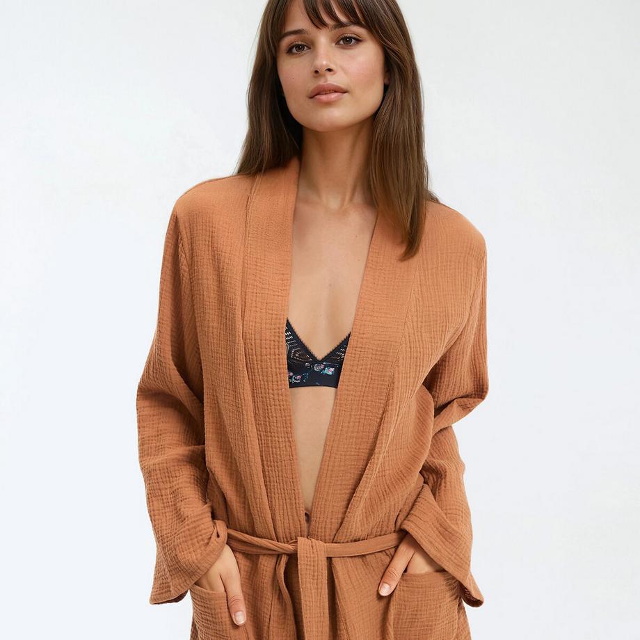 La Redoute Collections Kimono Bademantel aus Baumwollgaze  