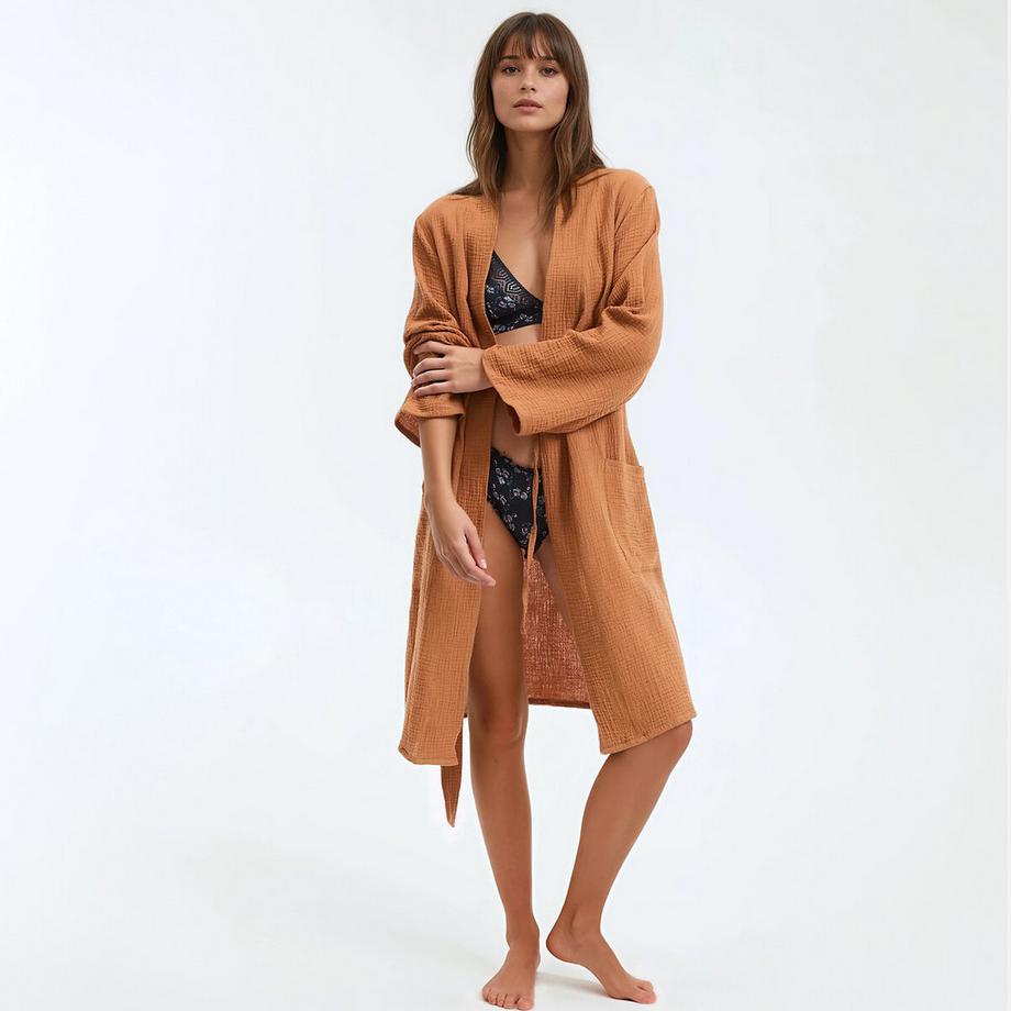 La Redoute Collections Kimono Bademantel aus Baumwollgaze  