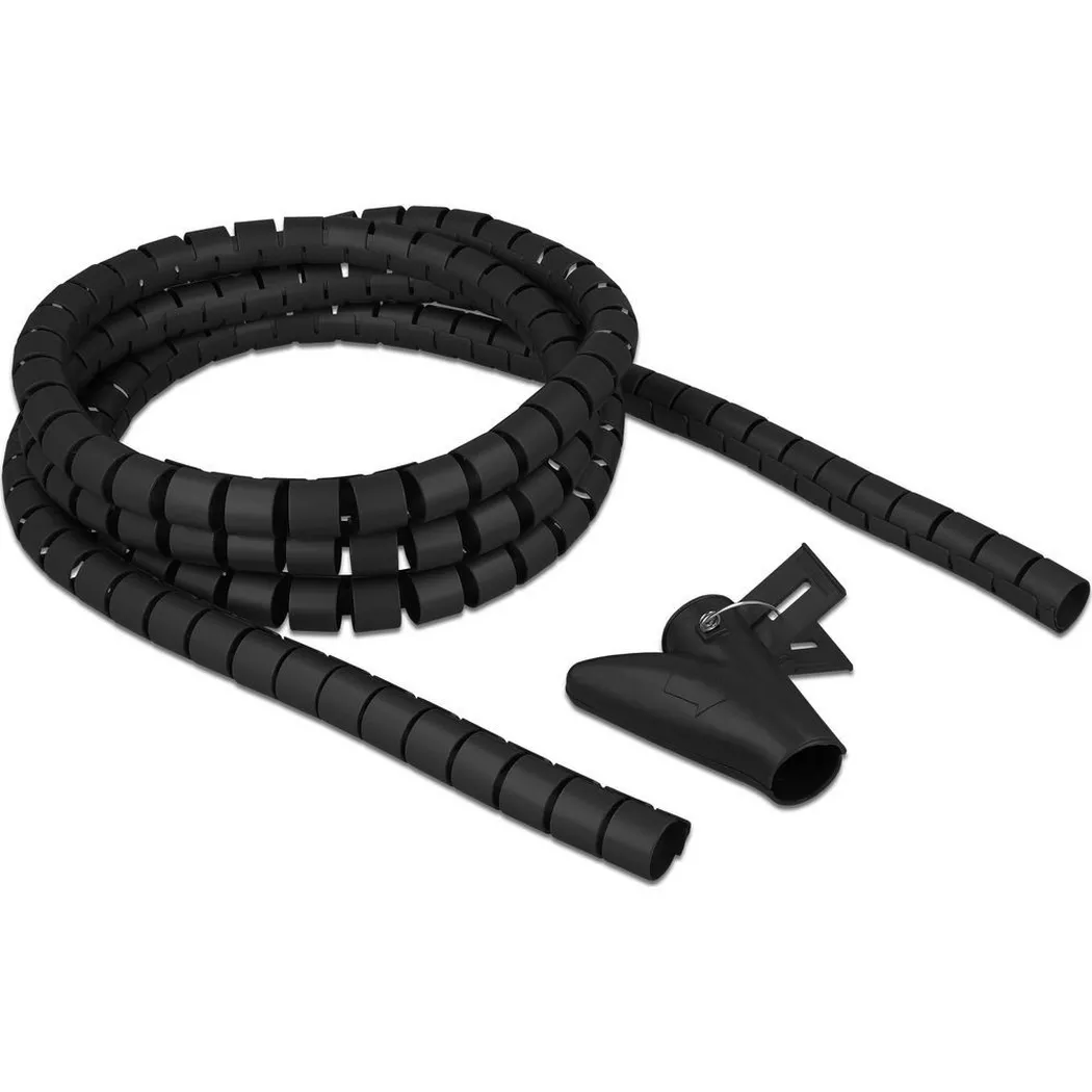 Delock Spiralschlauch mit Einziehwerkzeug 2,5 m x 20 mm schwarz