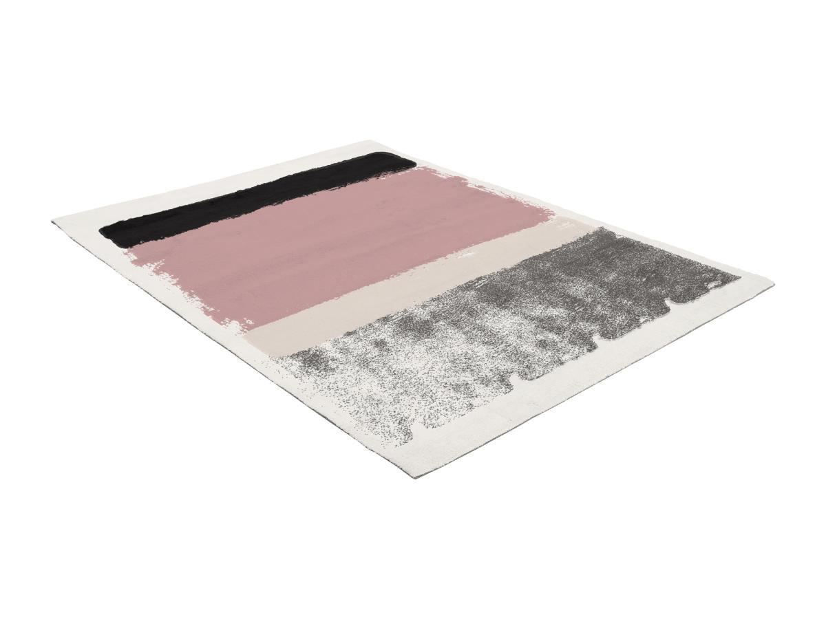 Vente-unique  Tapis 160 x 230 cm - Rose, gris et blanc -  CAMDEN 