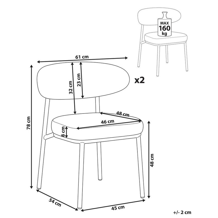 Beliani Set di 2 sedie da pranzo en Bouclé Scandinavo WINTON  