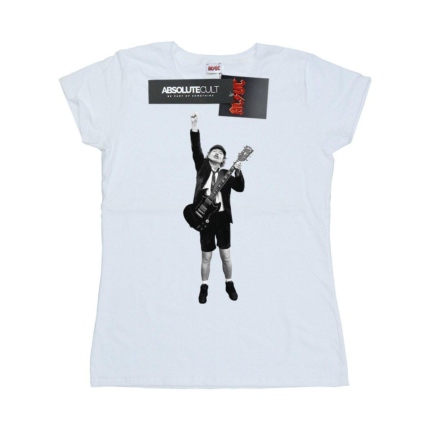 Image of Acdc Angus Young Cut Out Tshirt Damen Weiss S