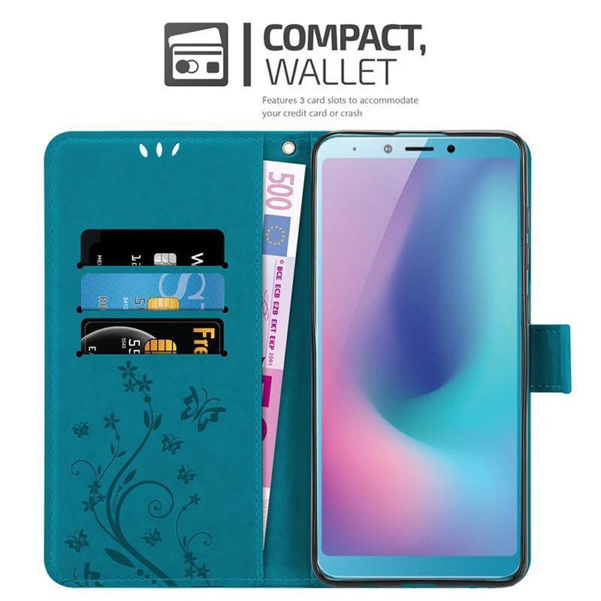 Cadorabo  Hülle für Samsung Galaxy A6s Blumen Design Magnetverschluss 