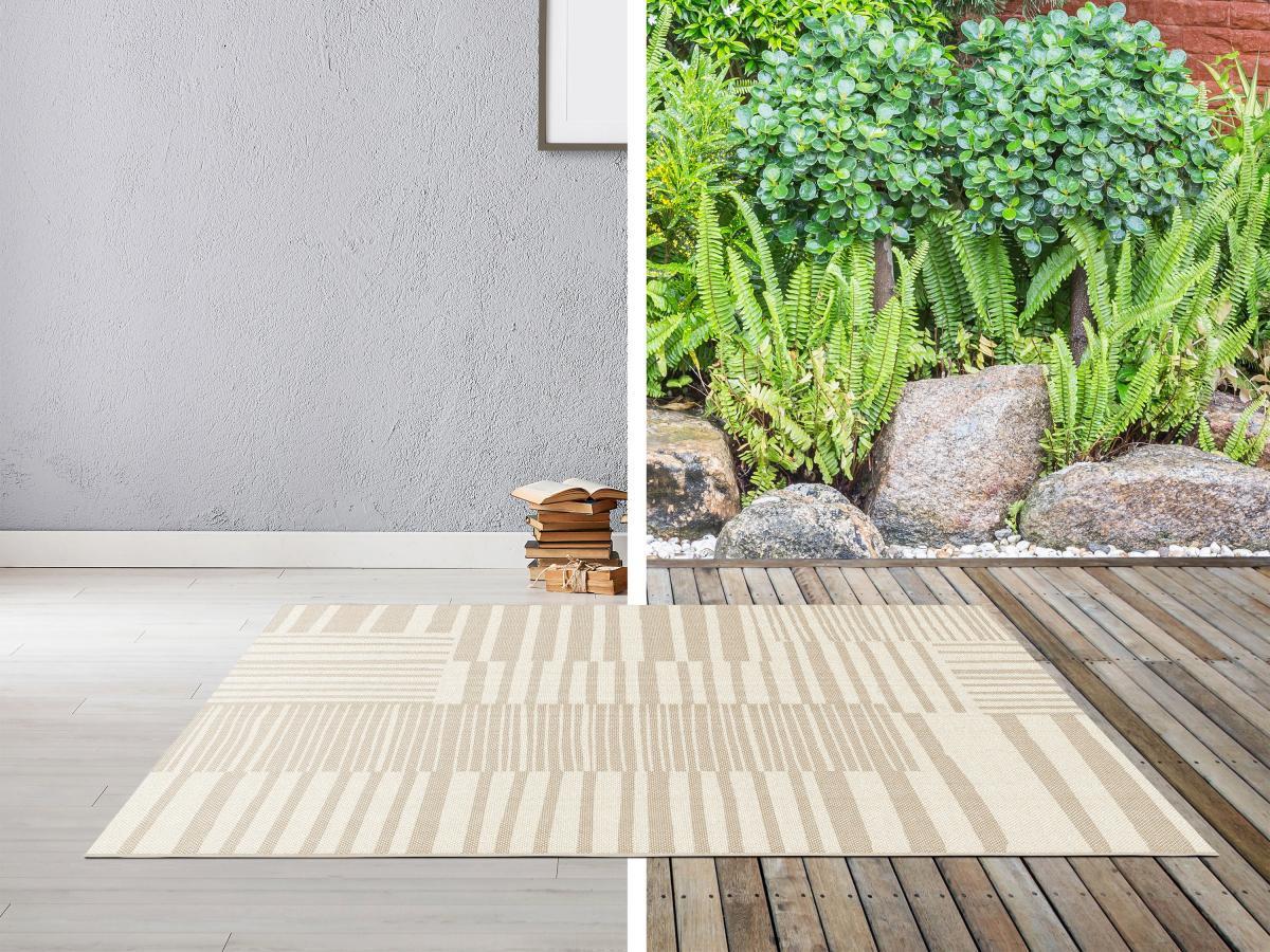 Vente-unique  Designer-Teppich - Indoor oder Outdoor - 150 x 200 cm - Beige - CLAIRA 