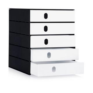 Styro val pro Box mit 5 Schubladen geschl. Gehäuse schwarz, Schubladen weiss  