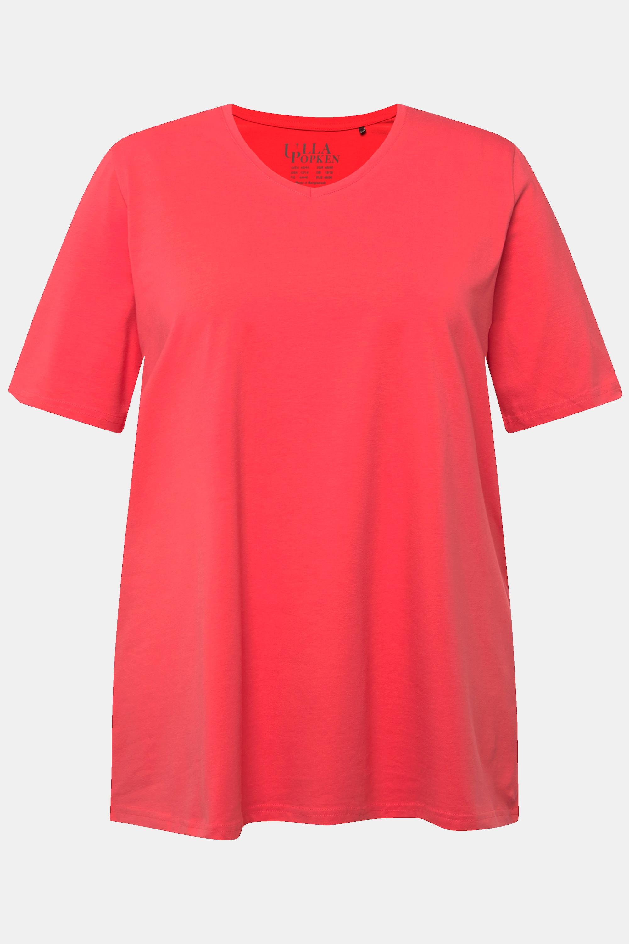 Ulla Popken  T-Shirt, A-Linie, V-Ausschnitt, Halbarm 