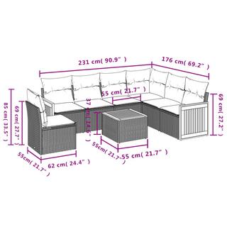 VidaXL set divano da giardino Polirattan  