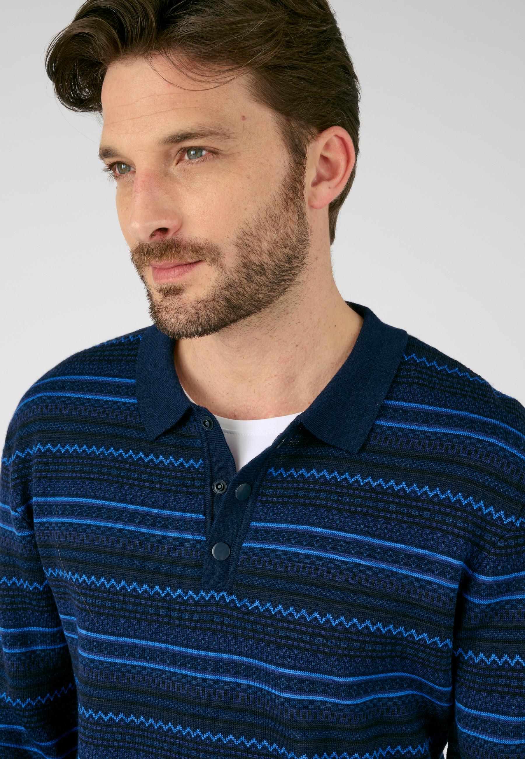 Damart  Gestreifter Jacquard-Pullover mit Polokragen 