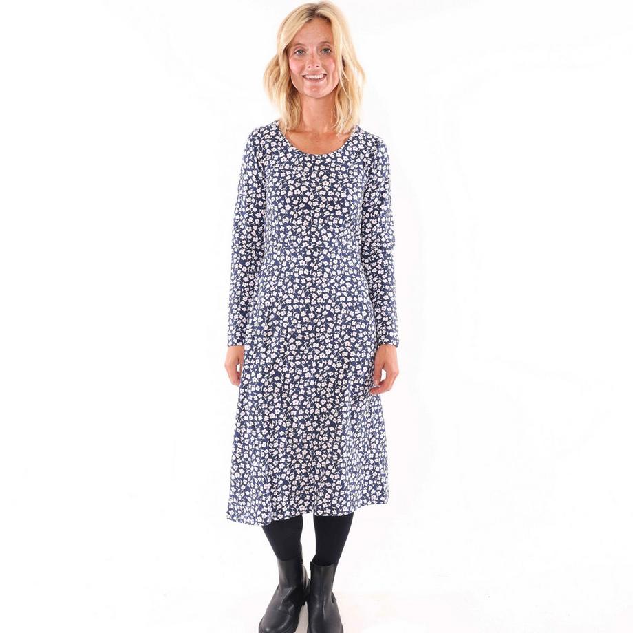 Lazy Jacks Robe midi imprimée à manches longues et dos noué  