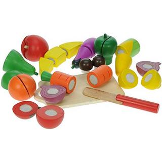 Activity-board  Ensemble de jouets en bois pour couper les fruits et les légumes avec couteau et planche à découper - parfait pour jouer à la cuisine ou au magasin 