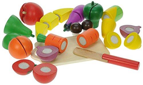 Activity-board  Ensemble de jouets en bois pour couper les fruits et les légumes avec couteau et planche à découper - parfait pour jouer à la cuisine ou au magasin 