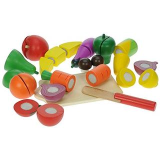 Activity-board  Ensemble de jouets en bois pour couper les fruits et les légumes avec couteau et planche à découper - parfait pour jouer à la cuisine ou au magasin 