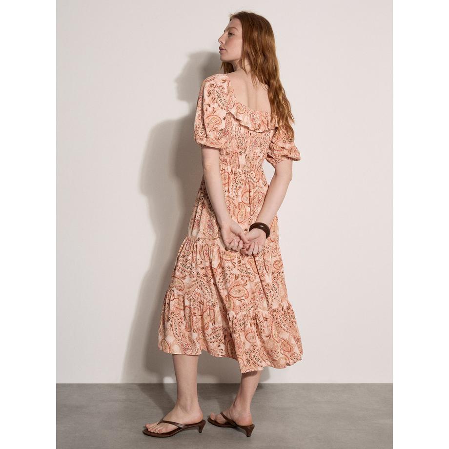APRICOT Robe Midi Style Laitière Imprimé Cachemire  
