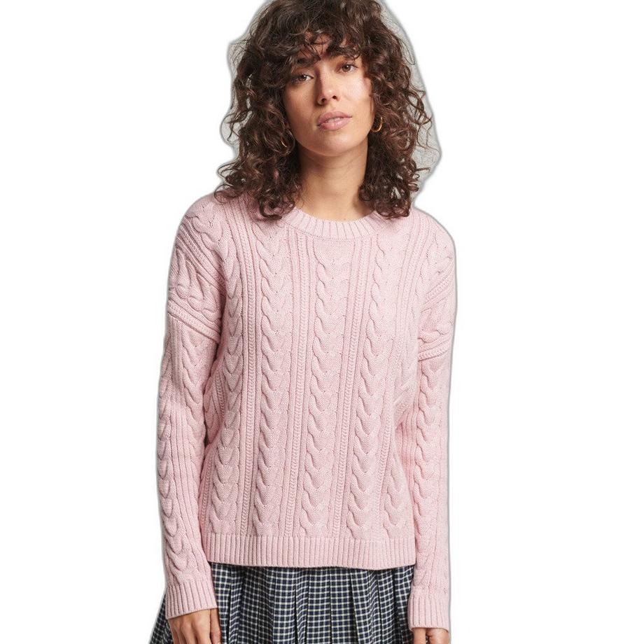 Superdry Maglione in maglia a cavi con spalle scese  