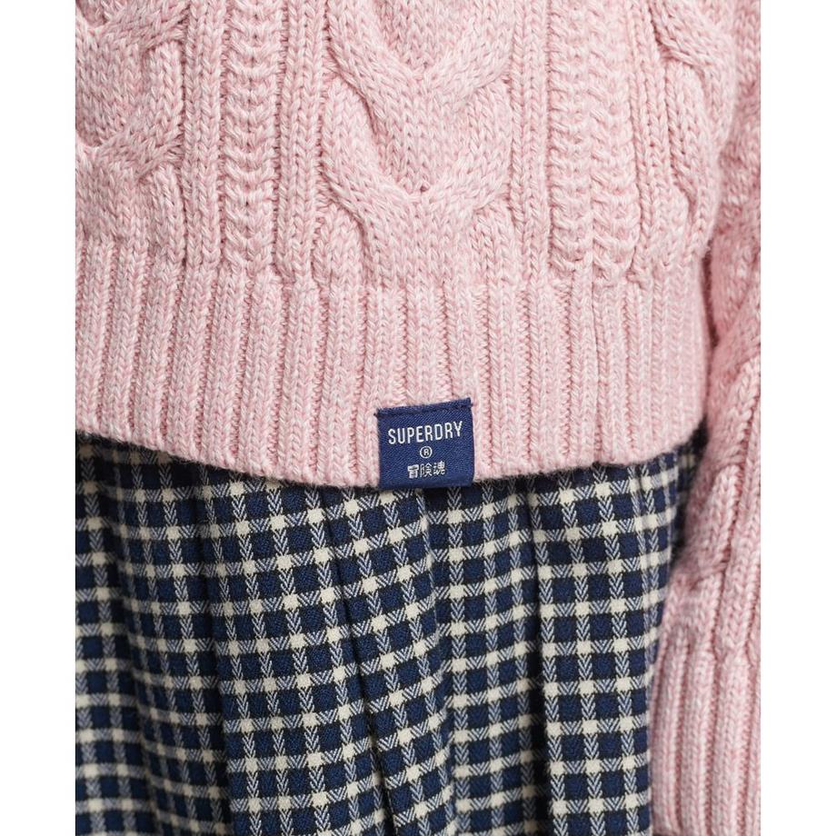 Superdry Maglione in maglia a cavi con spalle scese  
