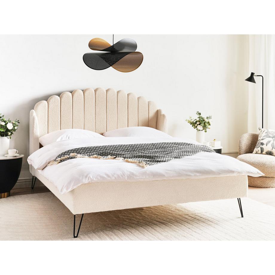 Beliani Lit avec sommier en Bouclé  AMBILLOU  