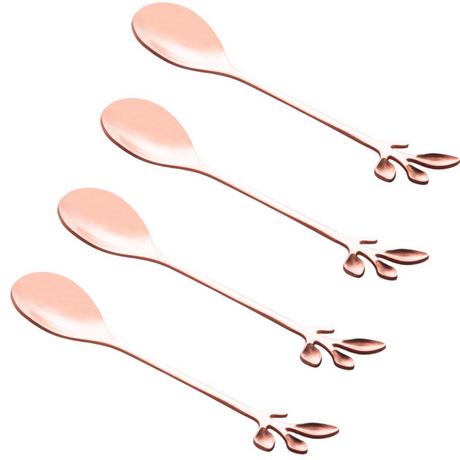 Bon Gourmet  Set de 4 cuillères à feuilles Rosées 