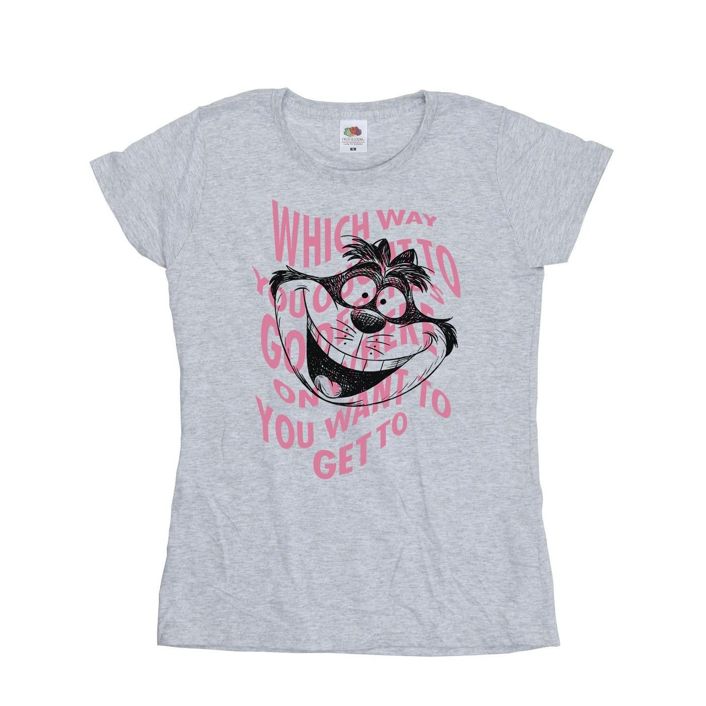 Image of Alice In Wonderland Chesire Cat Tshirt Damen Grau XXL