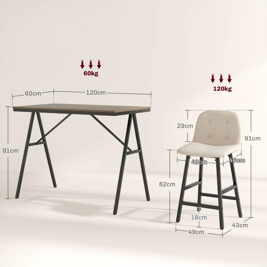 HOMCOM Ensemble de table de bar  