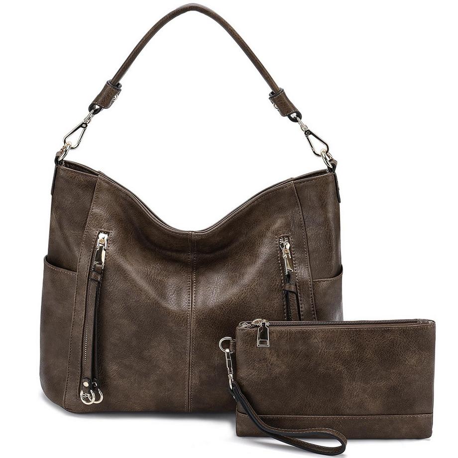 Handtasche, Umhängetasche, Shopper-Hobo-Taschen, Geldbeutel-Set, große Umhängetasche mit abnehmbarem Schultergurt, 2 Stück