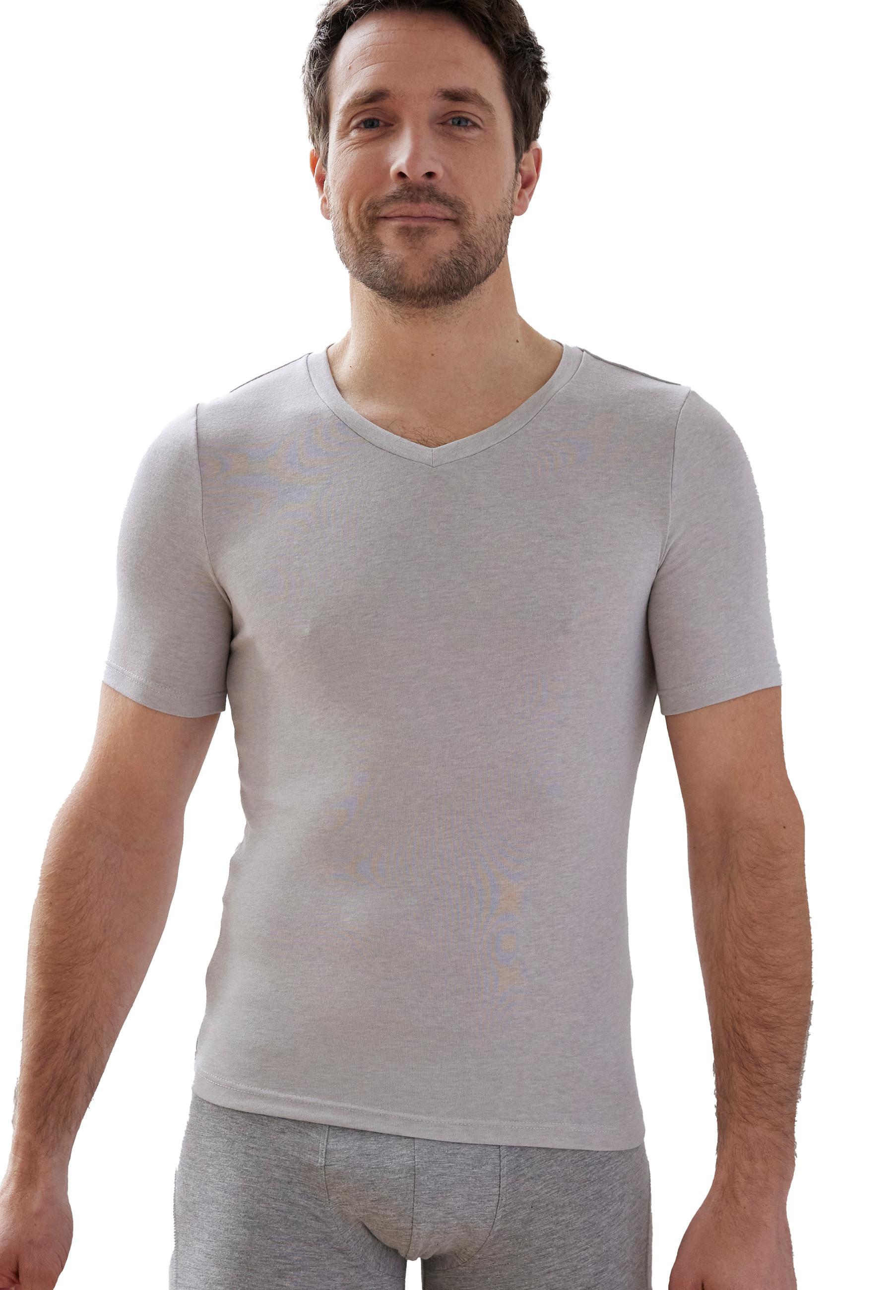 Image of T-shirt Mit V-ausschnitt. Herren Grau S