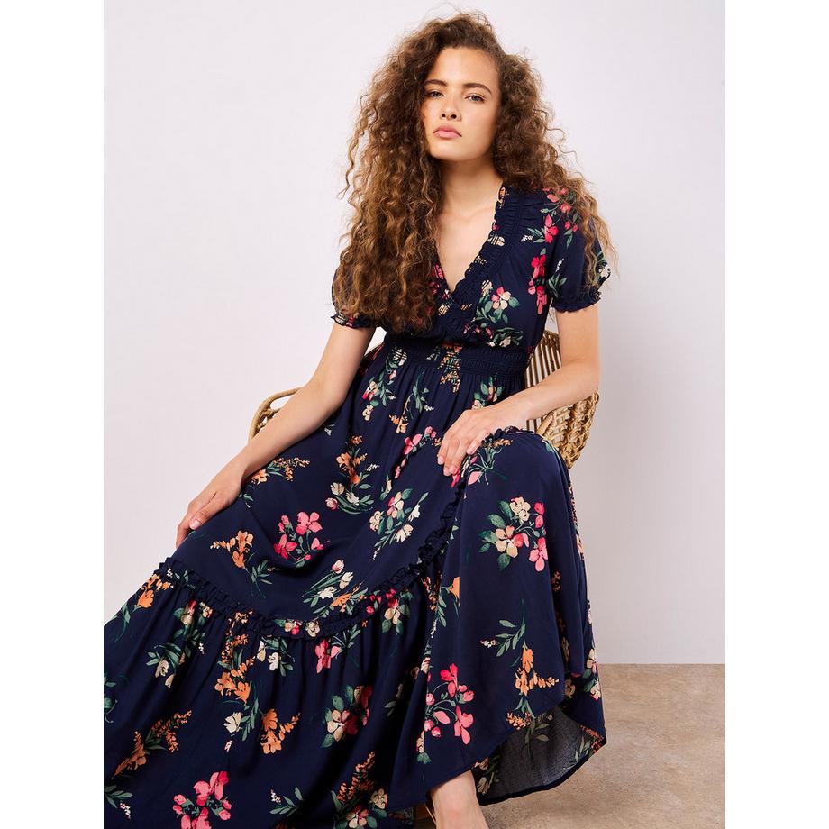 APRICOT Robe Longue Motif Floral Aquarelle  