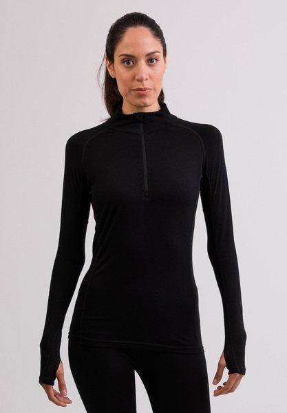 Image of High Performance Sportwäsche Langarm-shirt Mit Stehkragen Und Half-zip Unisex Schwarz XL