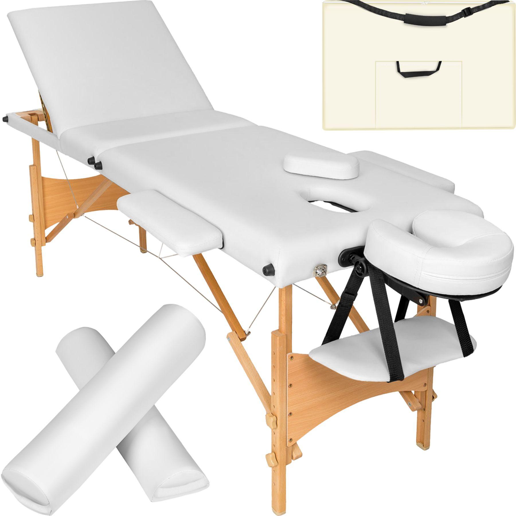 Image of 3 Zonen Massageliege-set Daniel Mit Polsterung, Rollen Und Holzgestell Unisex Weiss ONE SIZE