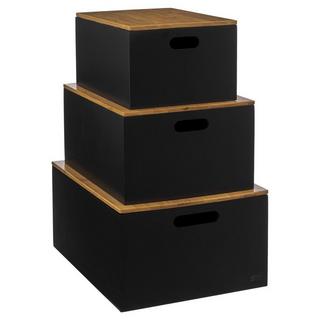 5five Boîtes de rangement avec couvercles en bambou - Lot de 3  