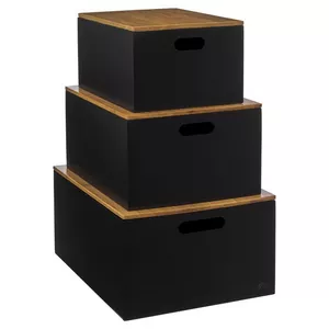 Boîtes de rangement avec couvercles en bambou - Lot de 3