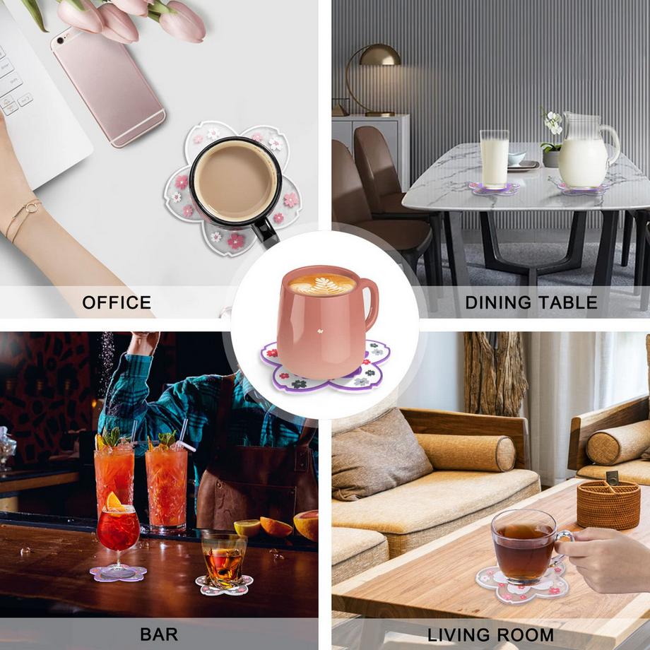 Alopini  6er-Set Silikon-Glasuntersetzer für Getränke, Tassen, Bar, Glas - Tischuntersetzer 