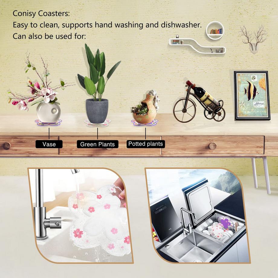 Alopini  6er-Set Silikon-Glasuntersetzer für Getränke, Tassen, Bar, Glas - Tischuntersetzer 