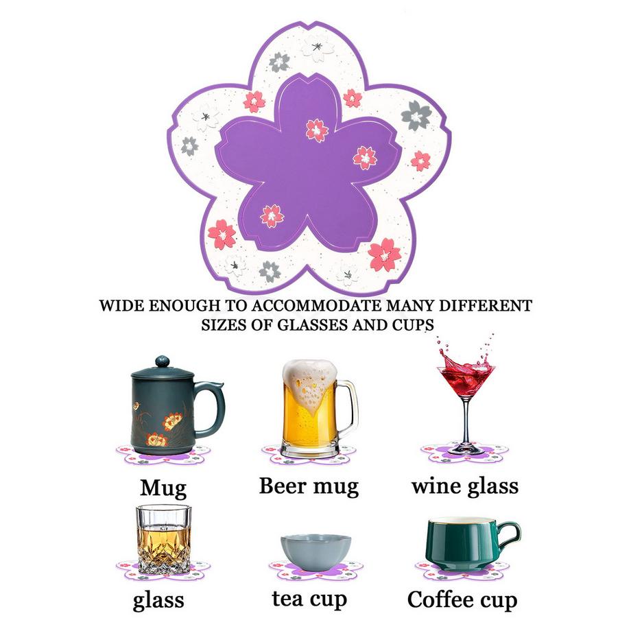 Alopini  6er-Set Silikon-Glasuntersetzer für Getränke, Tassen, Bar, Glas - Tischuntersetzer 
