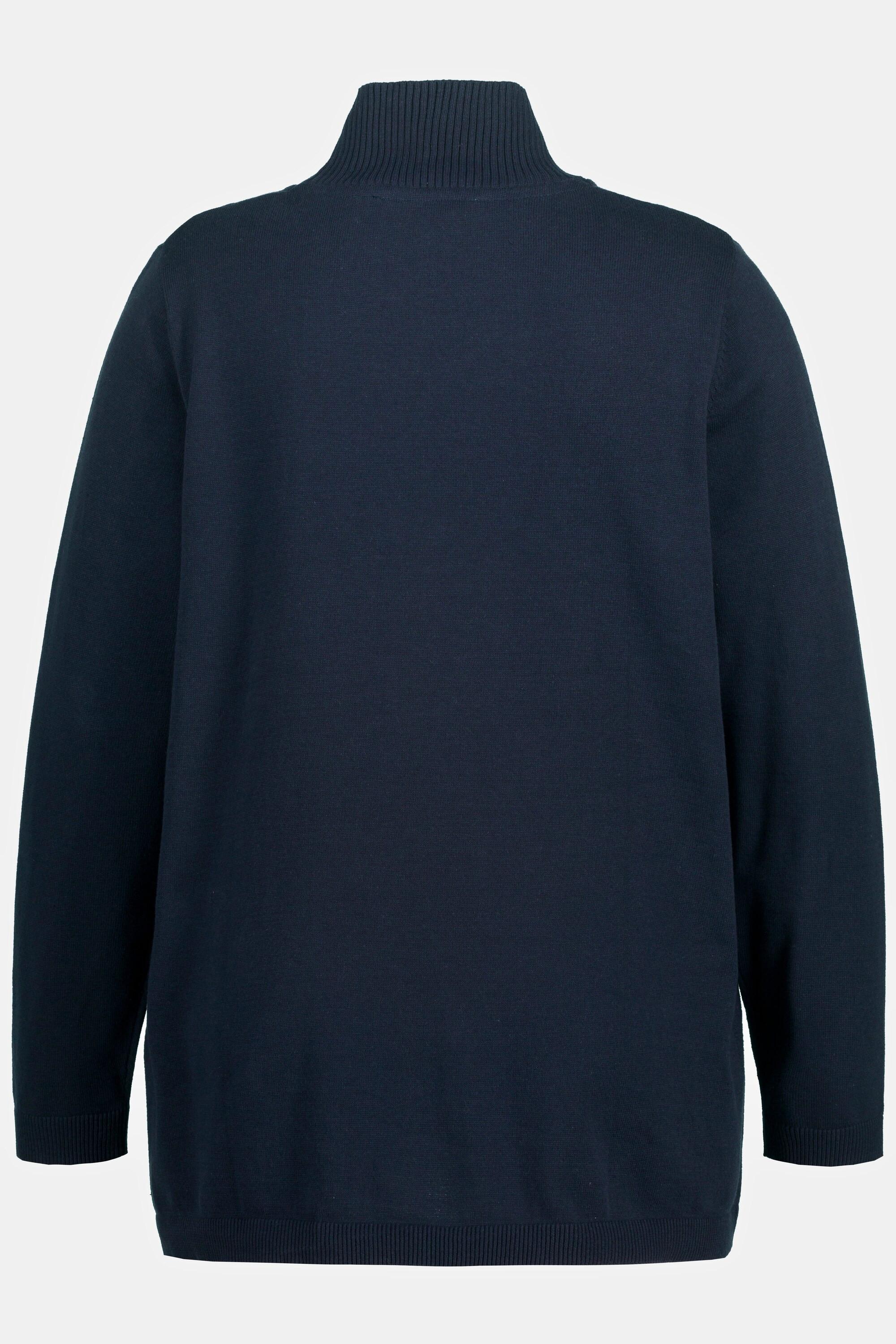 Ulla Popken  Pullover, Saumschlitz, Stehkragen, Langarm, Biobaumwolle 