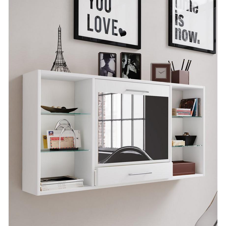 VCM Frisiertisch | Wandtisch mit ausklappbarer Fläche | Maße H. 60 x B. 115 x T. 20 cm | Schminkschrank mit Schublade | Schminktisch - Teala  