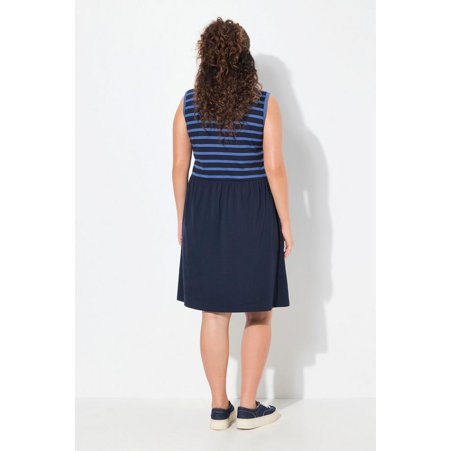 Ulla Popken Abito Jersey a Costine Svasato Senza Maniche Girocollo  