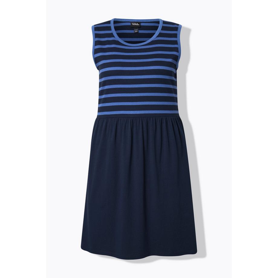 Ulla Popken Abito Jersey a Costine Svasato Senza Maniche Girocollo  