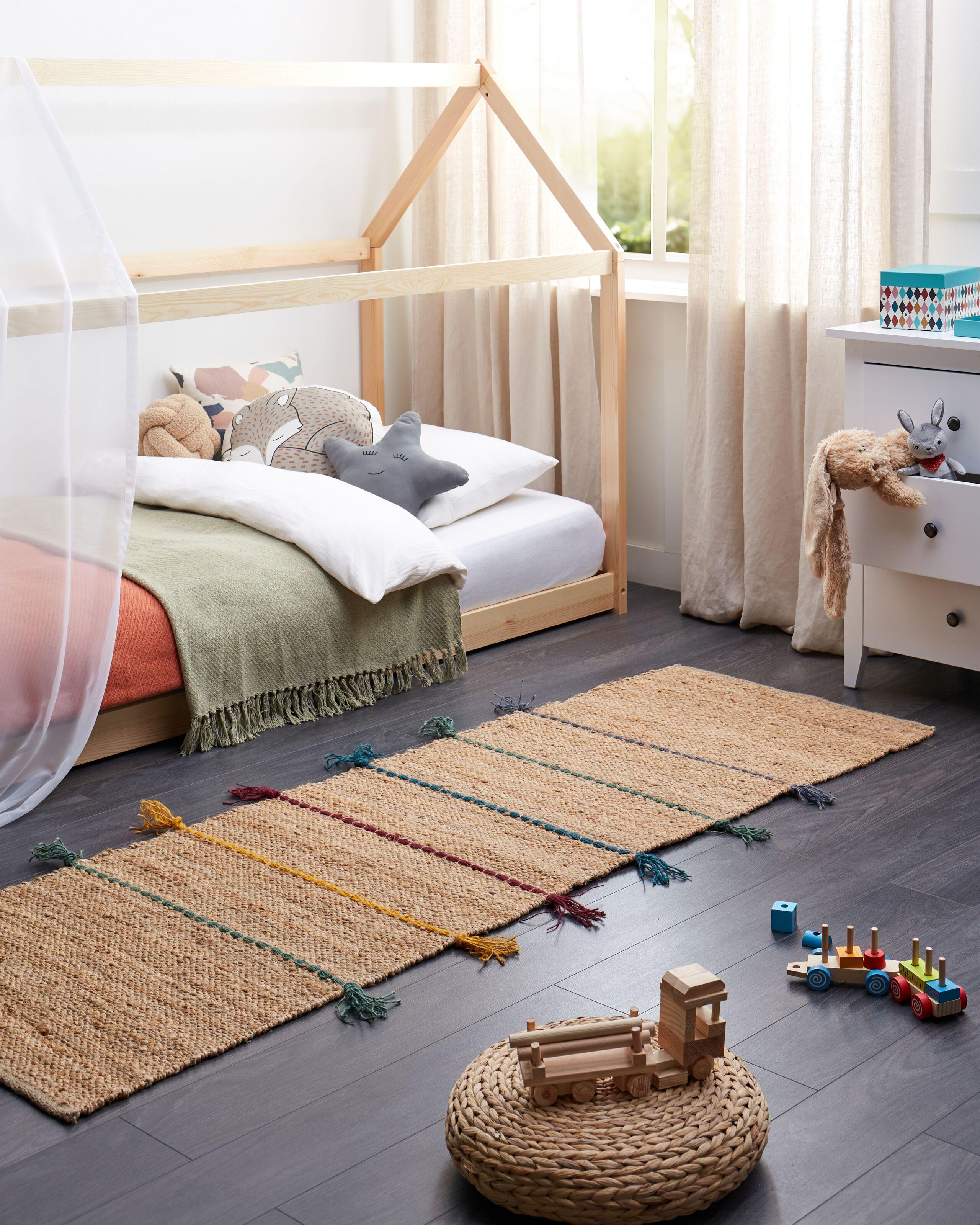 Beliani Kinderteppich aus Jute Boho UZUNTA  