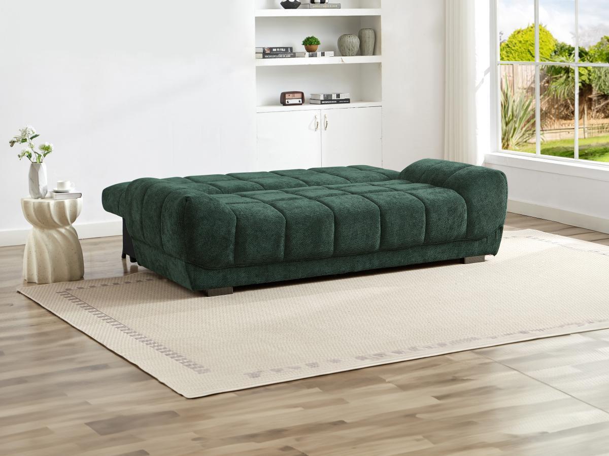 Vente-unique Sofa 3-Sitzer mit Schlaffunktion - Stoff - Grün - FERLI  