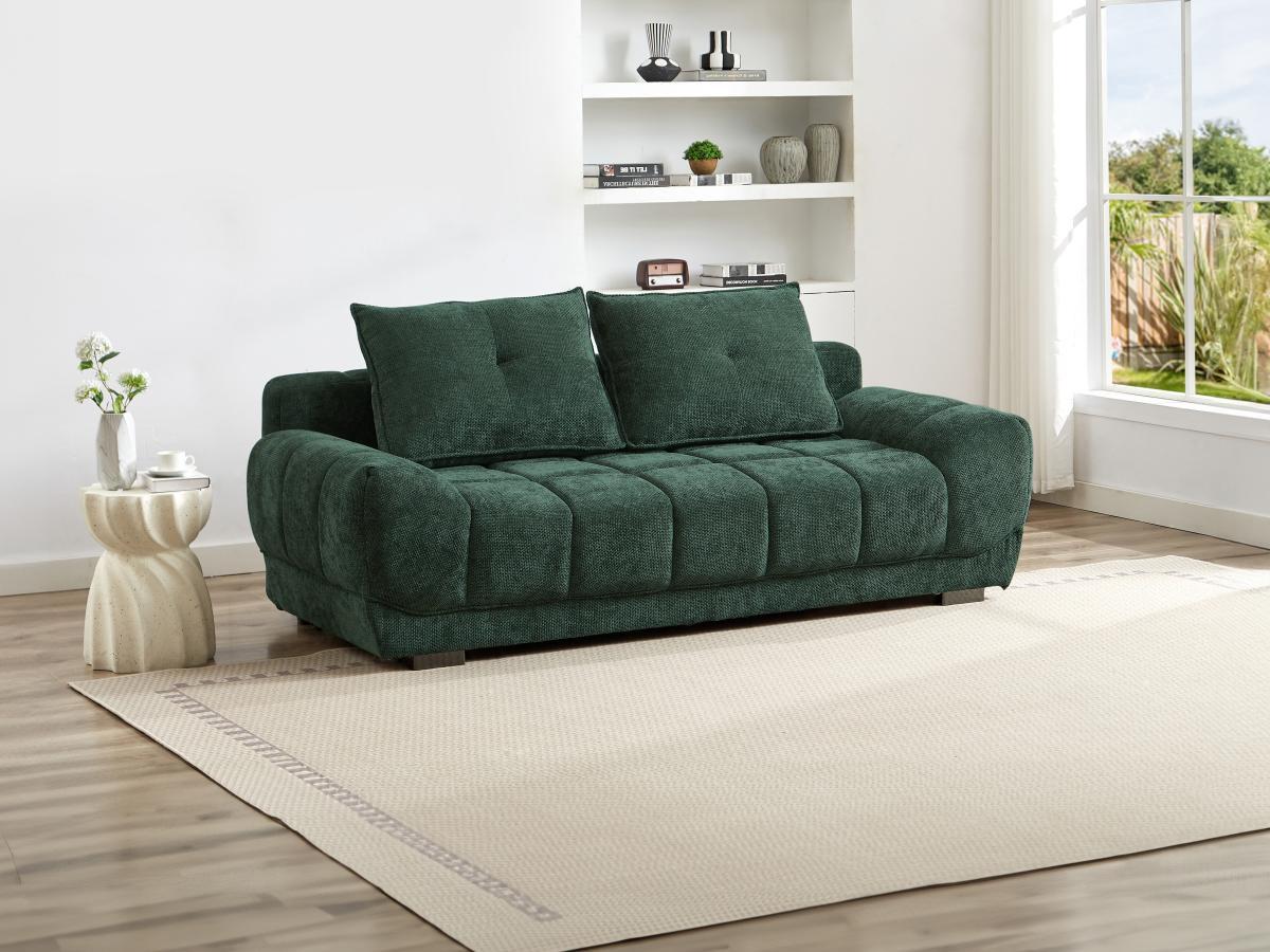 Vente-unique Sofa 3-Sitzer mit Schlaffunktion - Stoff - Grün - FERLI  