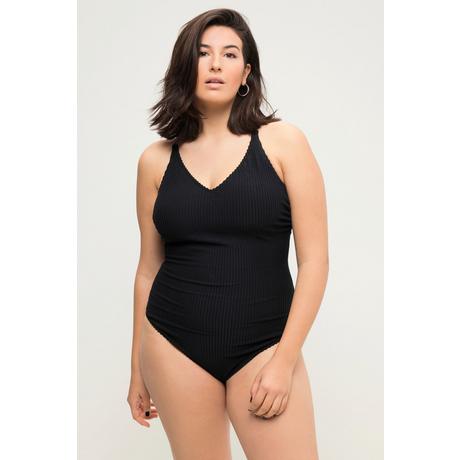 Studio Untold  Maillot de bain à bonnets souples, avec bretelles spaghetti, rayures en tissu éponge et décolleté en V 